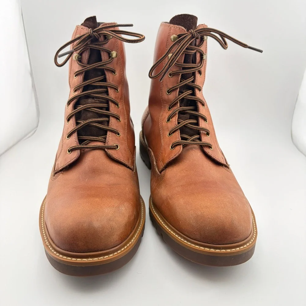 Cole Haan Combat Boots Mens 10 Tan Leather Grand.OS Lace Up Lug Sole